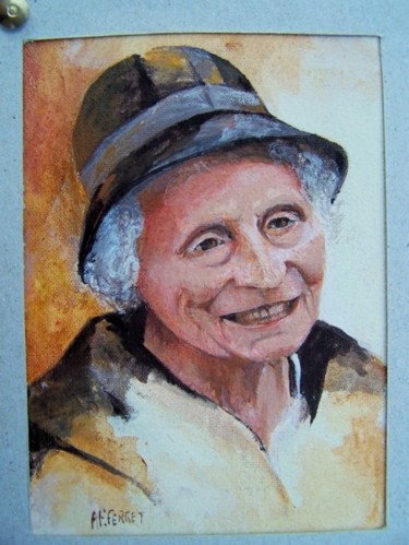 Peinture intitulée "grand 'maman" par Anne-Frédérique Ferret, Œuvre d'art originale, Huile