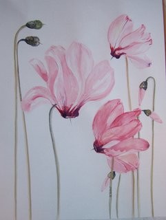 Peinture intitulée "... fleurs de cycla…" par Anne-Frédérique Ferret, Œuvre d'art originale, Huile