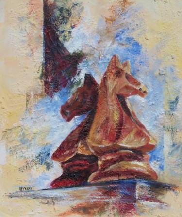 Peinture intitulée "cheval et cavalier!" par Anne-Frédérique Ferret, Œuvre d'art originale, Autre