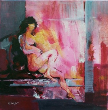 Painting titled "Bercée de tendresse…" by Anne-Frédérique Ferret, Original Artwork