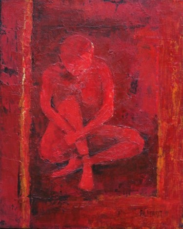 Painting titled "Un écart, écarlate!" by Anne-Frédérique Ferret, Original Artwork, Oil