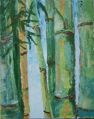 Painting titled "Bambous pour Marina…" by Anne-Frédérique Ferret, Original Artwork