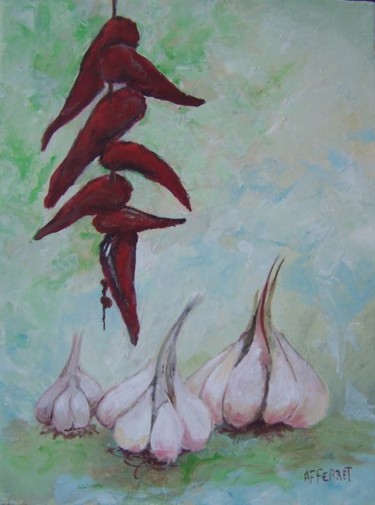 Peinture intitulée "... ail et piments!" par Anne-Frédérique Ferret, Œuvre d'art originale, Huile