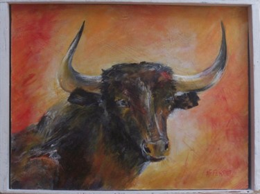 Peinture intitulée "taureau!" par Anne-Frédérique Ferret, Œuvre d'art originale