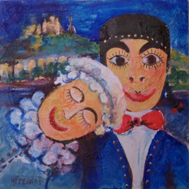 Peinture intitulée "Guignol et la Madel…" par Anne-Frédérique Ferret, Œuvre d'art originale, Huile