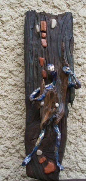 Sculpture titled ""trois petits caill…" by Anne-Frédérique Ferret, Original Artwork, Wood