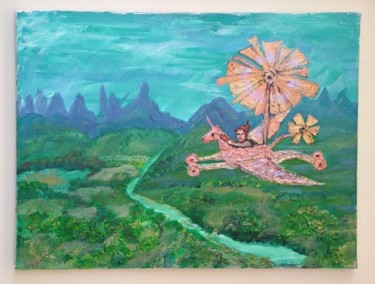 Painting titled "LA AVENTURA VOLANTE" by Ffmendoza, Original Artwork