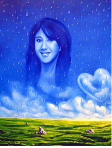 Painting titled "The romantic rain" by Afif Af, Original Artwork
