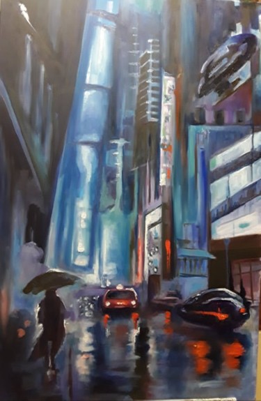 Painting titled "Hong Kong" by Afionis Olivia, Original Artwork, Oil