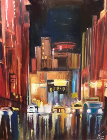 Painting titled "china town 2" by Afionis Olivia, Original Artwork, Oil