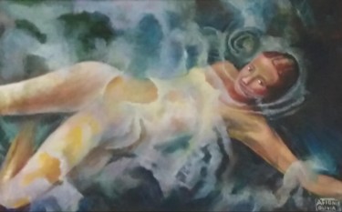 Ζωγραφική με τίτλο "astral journey" από Afionis Olivia, Αυθεντικά έργα τέχνης, Λάδι