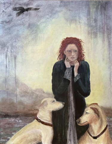 Pintura intitulada "Heather" por Afke Van Mansum, Obras de arte originais, Acrílico