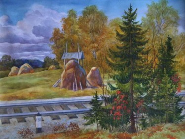 Картина под названием "50-й километр" - Андрей Мазин, Подлинное произведение искусства