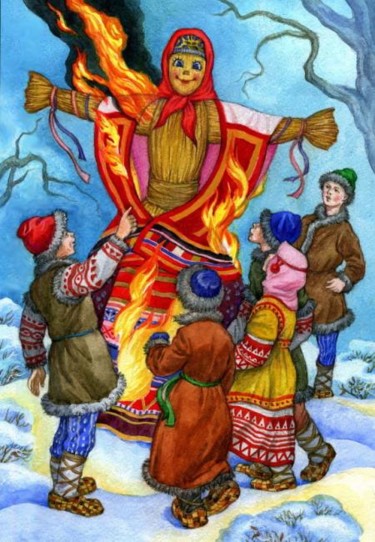 Картина под названием "Масленица.Славянски…" - Андрей Мазин, Подлинное произведение искусства