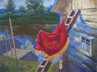 Картина под названием "Красный платок" - Андрей Мазин, Подлинное произведение искусства