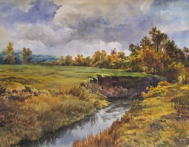 Картина под названием "река Гостомль." - Андрей Мазин, Подлинное произведение искусства