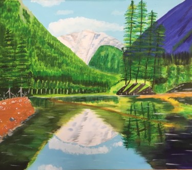 Peinture intitulée ""Paysage montagneux"" par Anna Afonichkina, Œuvre d'art originale, Acrylique