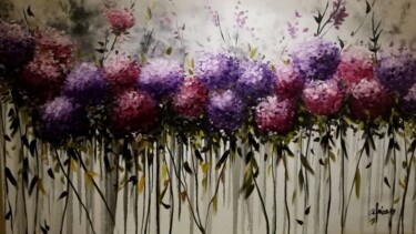 Pintura titulada "Hortensias" por África Gil, Obra de arte original, Oleo