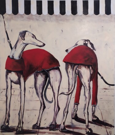 Painting titled "GALGOS" by África Gil, Original Artwork, Acrylic