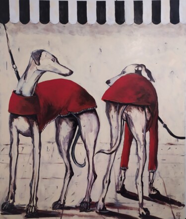 Pintura titulada "GALGOS" por África Gil, Obra de arte original, Acrílico