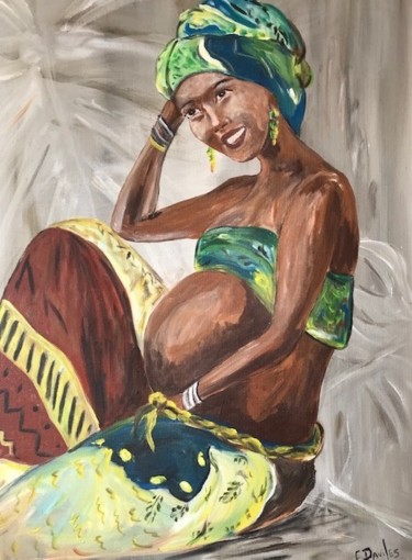 Pittura intitolato "la maternité rayonn…" da Christine Daviles, Opera d'arte originale, Acrilico