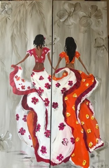 Painting titled "danseuses créoles d…" by Christine Daviles, Original Artwork, Acrylic