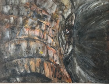Peinture intitulée "oeil elephant" par Christine Daviles, Œuvre d'art originale, Acrylique