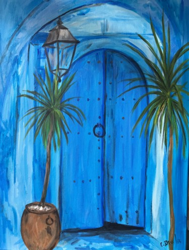 Peinture intitulée "porte marocaine" par Christine Daviles, Œuvre d'art originale, Acrylique