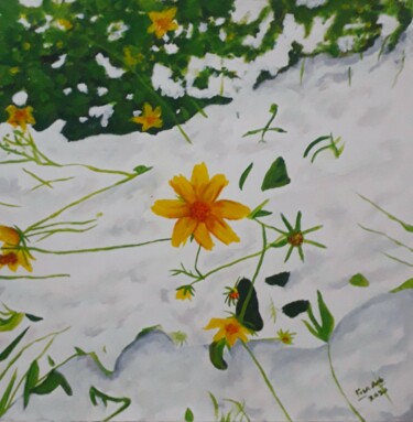 Malerei mit dem Titel "Sunflower" von Afrifa Anane, Original-Kunstwerk, Acryl