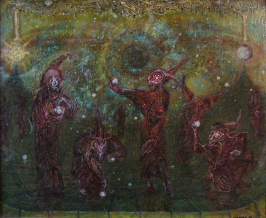 Painting titled "Собиратели" by Mikhail Astafev, Original Artwork, Oil