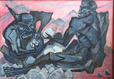 Malerei mit dem Titel "Камнееды" von Mikhail Astafev, Original-Kunstwerk, Öl