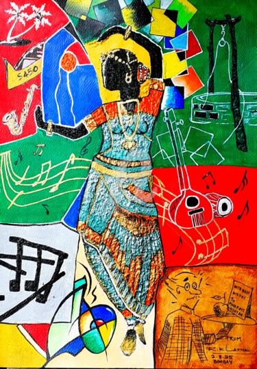 Pintura titulada "Dance Wall Painting" por Afzal Shaikh, Obra de arte original, Acrílico