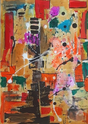 Картина под названием "Abstract-01" - Afzal Shaikh, Подлинное произведение искусства, Акрил