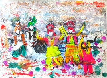 Peinture intitulée "Bhangra" par Afzal Shaikh, Œuvre d'art originale, Acrylique