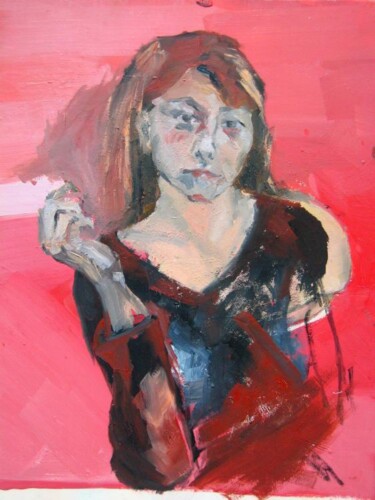 Painting titled "Portrait" by Aga Werner, Original Artwork, Oil