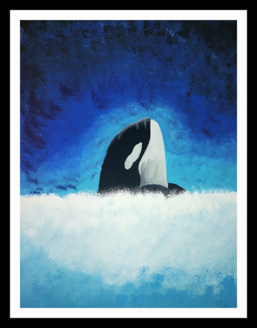 Malerei mit dem Titel "orca painting Water…" von Agasthi Wijesinghe, Original-Kunstwerk, Aquarell