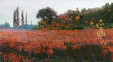 Painting titled "Landscape in red" by Pavel Agafonov, Original Artwork
