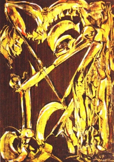 Pintura intitulada "CAVALO COMPOSIÇÃO IX" por António Nunes Agante, Obras de arte originais, Óleo