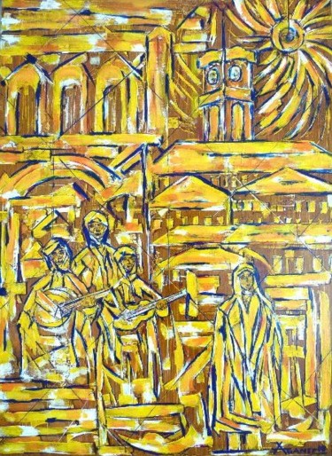 Pintura intitulada "COIMBRA COMPOSIÇÃO…" por António Nunes Agante, Obras de arte originais, Óleo