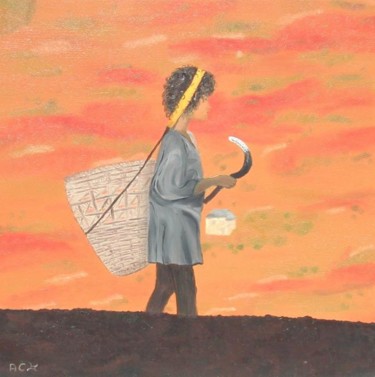 Peinture intitulée "Jeune népalaise au…" par Anne Garnier, Œuvre d'art originale