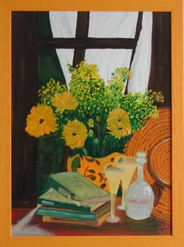 Peinture intitulée "Apéritif fleuri" par Anne Garnier, Œuvre d'art originale