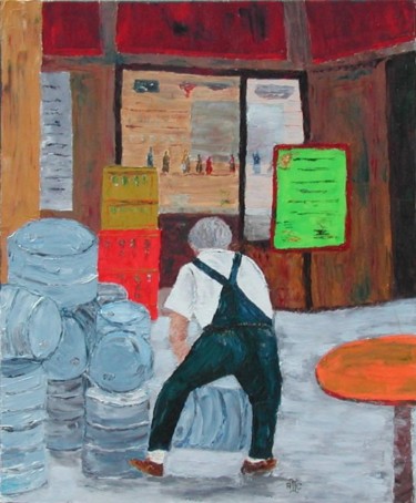 Peinture intitulée "Le débit de boissons" par Anne Garnier, Œuvre d'art originale