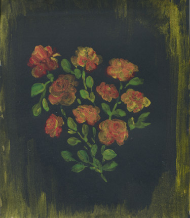 Pittura intitolato "Roses with golden h…" da Agatha Ya Sokolova, Opera d'arte originale, Acrilico
