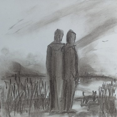 Рисунок под названием "On the river" - Agatha Ya Sokolova, Подлинное произведение искусства, Древесный уголь