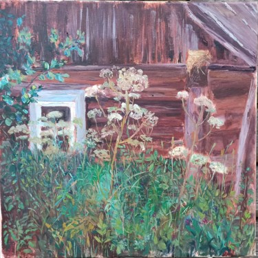 Painting titled "Old Bath (Abandoned…" by Agatha Ya Sokolova, Original Artwork, Oil Mounted on Wood Stretcher frame