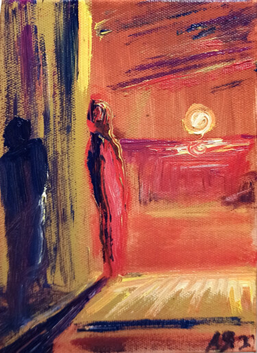 Malerei mit dem Titel "At sunset" von Agatha Ya Sokolova, Original-Kunstwerk, Öl Auf Keilrahmen aus Holz montiert