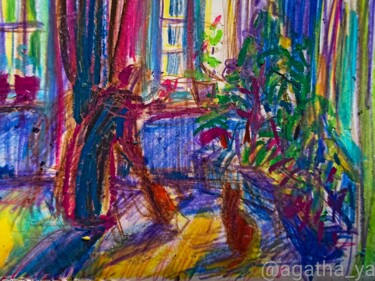 Disegno intitolato "Scene in the room" da Agatha Ya Sokolova, Opera d'arte originale, Pastello