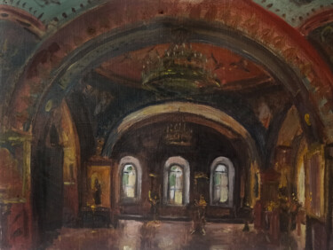 Картина под названием "The interior of the…" - Agatha Ya Sokolova, Подлинное произведение искусства, Масло Установлен на Дер…