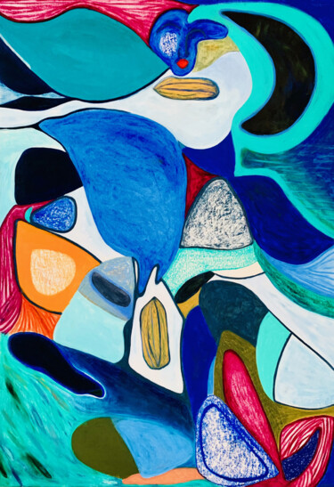 Peinture intitulée "Rêve bleu" par Agathe Daher, Œuvre d'art originale, Acrylique Monté sur Châssis en bois