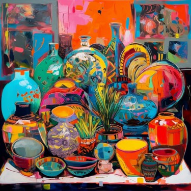 Malarstwo zatytułowany „Dizzying Dishes” autorstwa Elena Aleksandrova, Oryginalna praca, Akryl